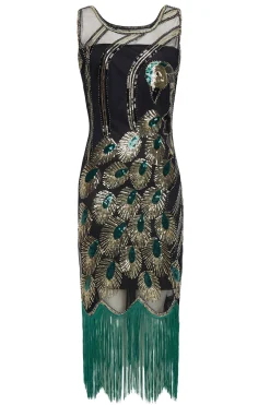 BABEYOND Dresses|Glitter Sequin Peacock Scoop Neck Dress