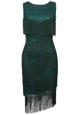 BABEYOND Dresses|Glitter Tiered Fringe Bias Hem Dress