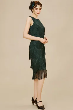 BABEYOND Dresses|Glitter Tiered Fringe Bias Hem Dress