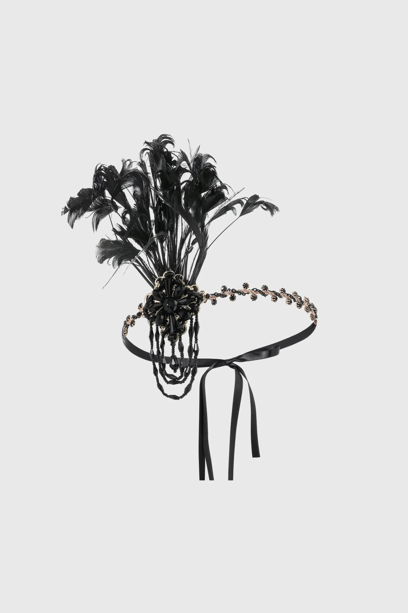 BABEYOND Headpieces & Fascinators|Gorgeous Beaded Feather Headband Black
