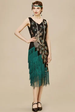 BABEYOND Dresses|Irregular Tassel Hem Peacock Dress