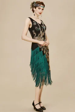 BABEYOND Dresses|Irregular Tassel Hem Peacock Dress
