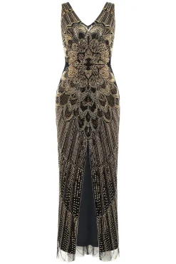 BABEYOND Dresses|La Revue Negre Beaded Hem Evening Gown Black/Gold
