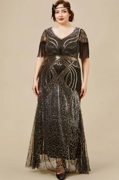 BABEYOND Dresses|Mermaid Hem Cocktail Plus Dress Black/Gold