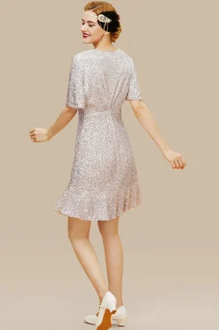 BABEYOND Dresses|Mermaid Sequin V Neck Bodycon Dress Pink