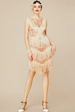 BABEYOND Dresses|Multi-Layer Tassel Sequin Flapper Dress Champagne