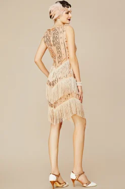 BABEYOND Dresses|Multi-Layer Tassel Sequin Flapper Dress Champagne
