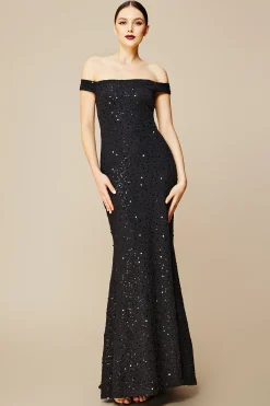 BABEYOND Dresses|Off Shoulder Textured Fishtail Dress Black