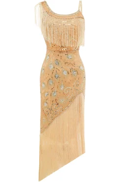 BABEYOND Dresses|One Shoulder Strap Fringe Midi Dress