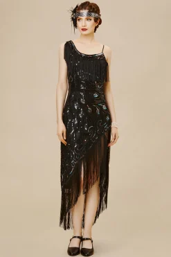 BABEYOND Dresses|One Shoulder Strap Fringe Midi Dress
