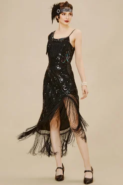 BABEYOND Dresses|One Shoulder Strap Fringe Midi Dress
