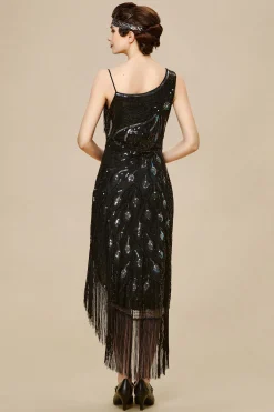 BABEYOND Dresses|One Shoulder Strap Fringe Midi Dress
