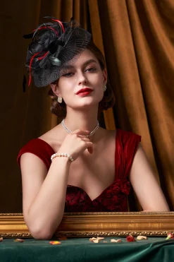 BABEYOND Headpieces & Fascinators|Pleated Mesh Floral Feather Fascinator