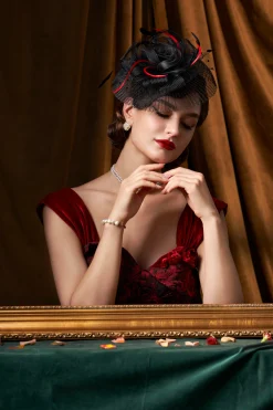 BABEYOND Headpieces & Fascinators|Pleated Mesh Floral Feather Fascinator