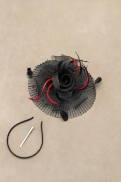 BABEYOND Headpieces & Fascinators|Pleated Mesh Floral Feather Fascinator