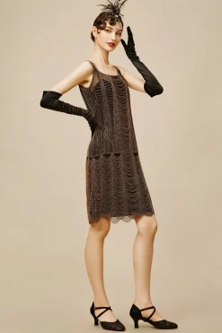 BABEYOND Dresses|Princesse Tam Tam Decadent Draped Flapper Dress Black/Gold