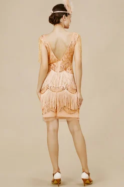 BABEYOND Dresses|Retro Fringe Sleeve Sequin Mini Dress Champagne
