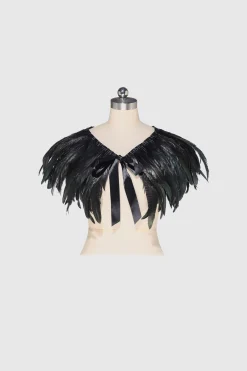 BABEYOND Shawls & Scarves|Retro 1920S Stunning Feather Shawl Black