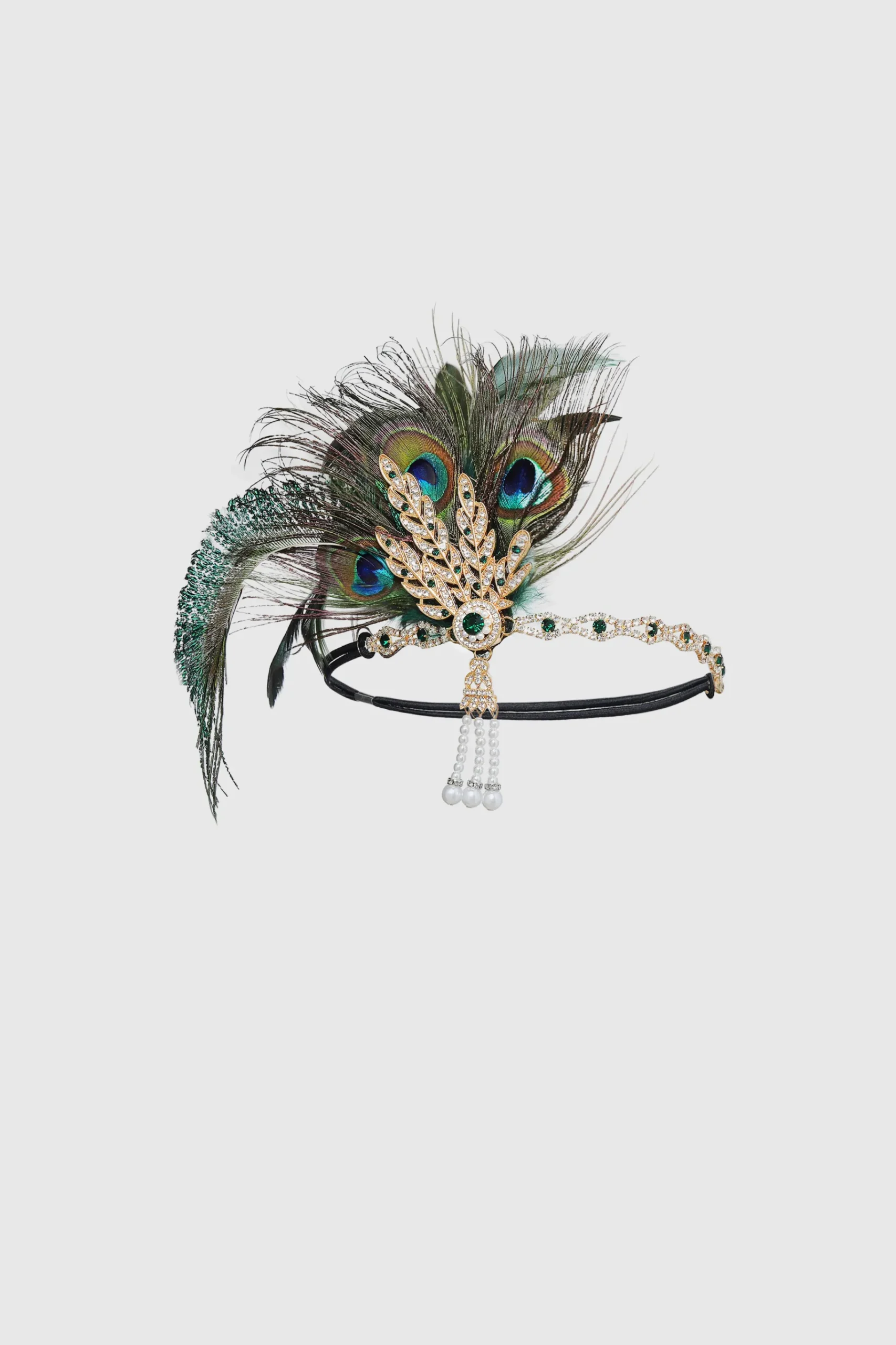 BABEYOND Headpieces & Fascinators|Rhinestone Leaf Feather Headpiece