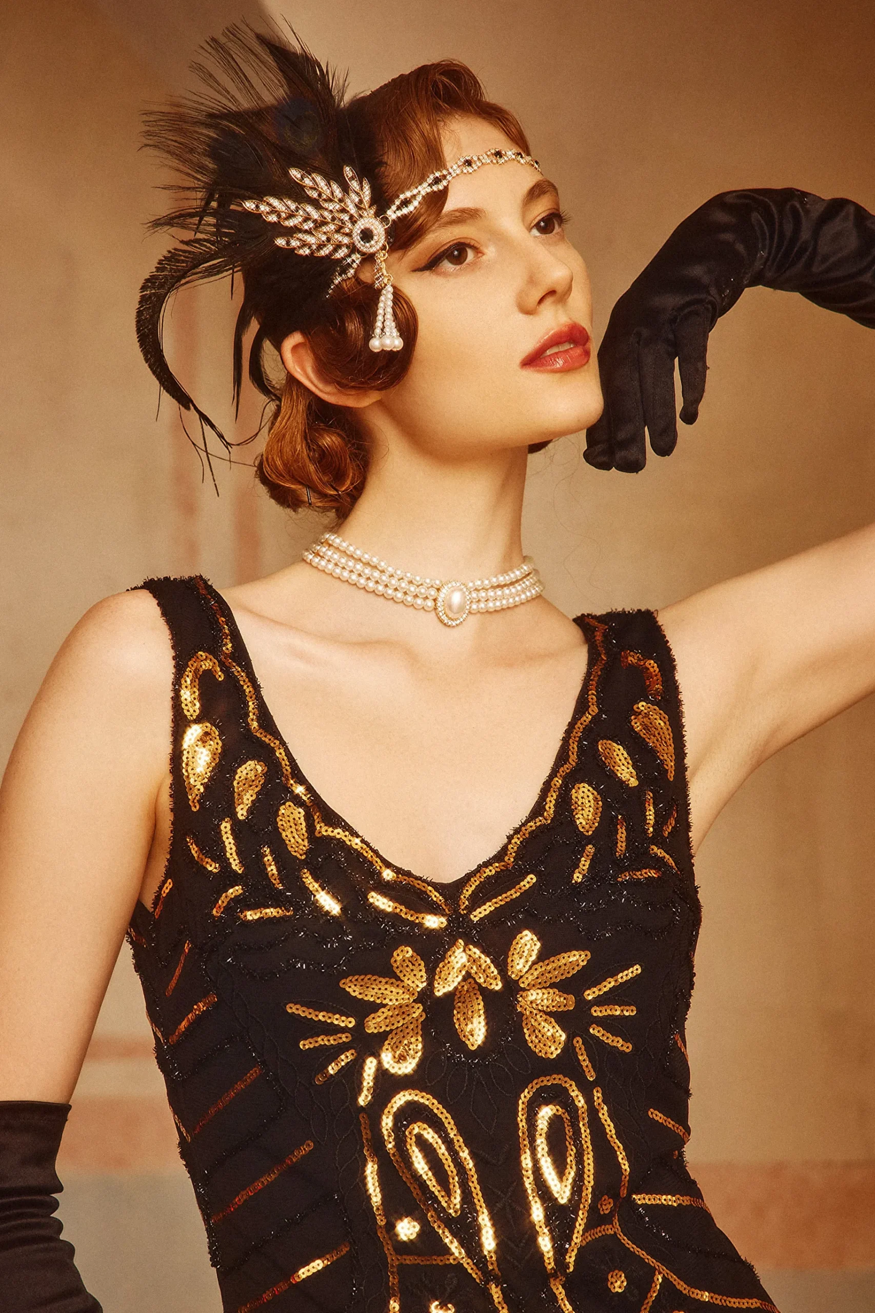 BABEYOND Headpieces & Fascinators|Rhinestone Leaf Feather Headpiece