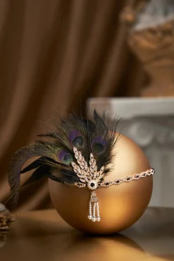 BABEYOND Headpieces & Fascinators|Rhinestone Leaf Feather Headpiece