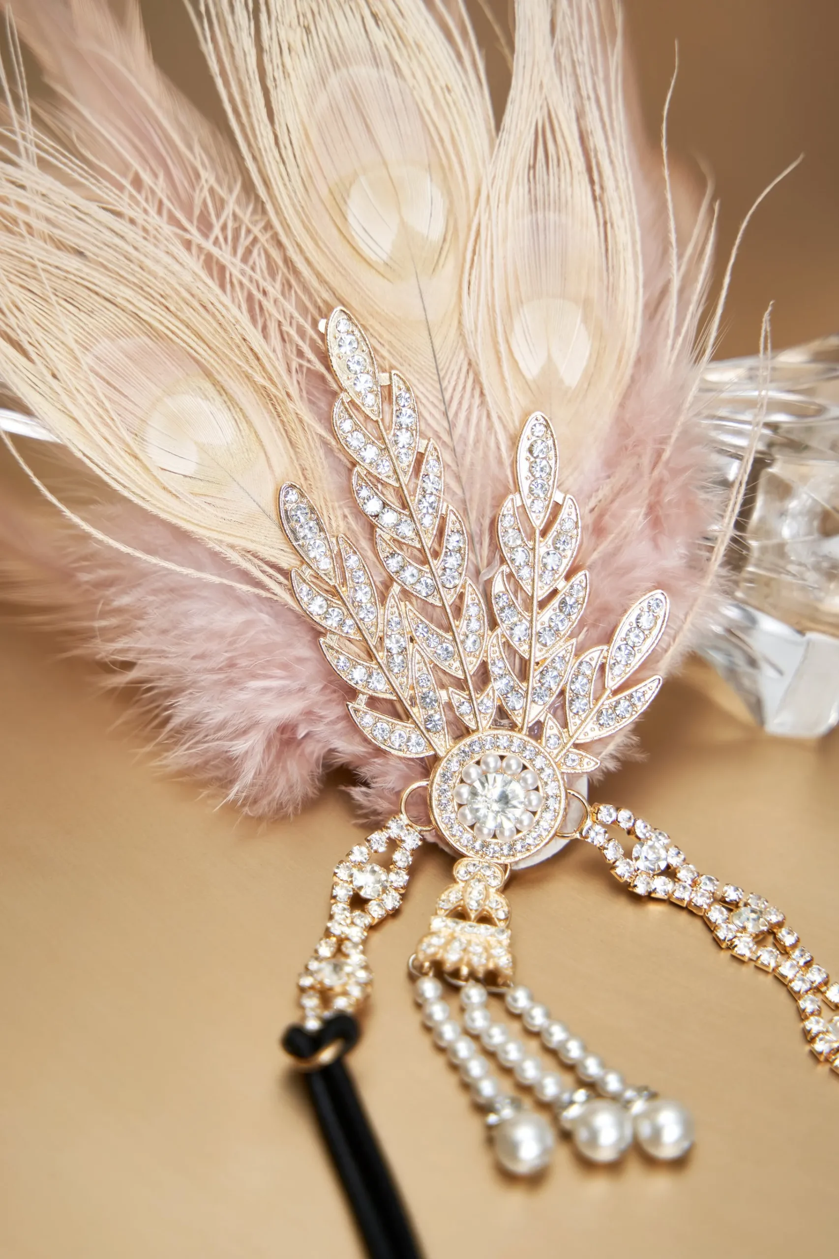 BABEYOND Headpieces & Fascinators|Rhinestone Leaf Feather Headpiece