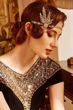 BABEYOND Headpieces & Fascinators|Rhinestone Studded Leaf Hairband