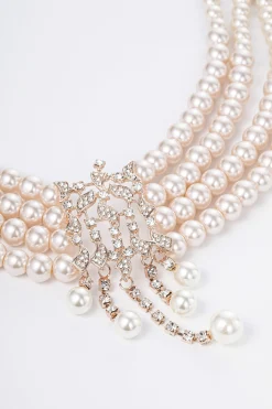 BABEYOND Jewelry|Rhinestone Studded Multi-Layer Pearl Necklace