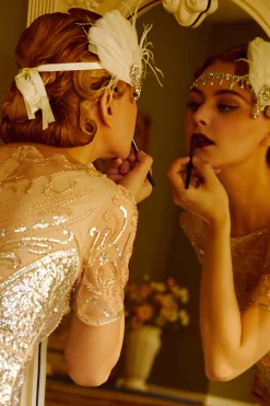 BABEYOND Headpieces & Fascinators|Rhinestone Studded Ostrich Feather Headband
