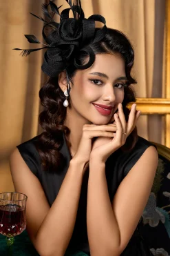 BABEYOND Headpieces & Fascinators|Ribbon Knot Feather Floral Fascinator