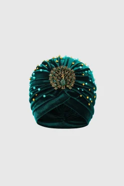 BABEYOND Headpieces & Fascinators|1920S Beaded Peacock Turban Hat Dark Green