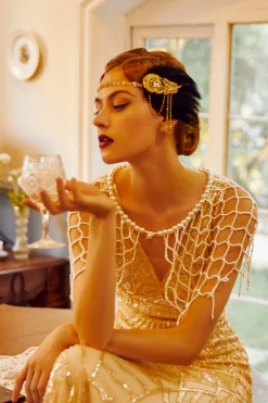 BABEYOND Shawls & Scarves|1920S Beaded Pearl Evening Shawl Cream