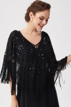 BABEYOND Shawls & Scarves|1920S Beaded Sequin Flapper Shawl