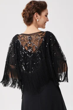 BABEYOND Shawls & Scarves|1920S Beaded Sequin Flapper Shawl