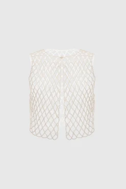 BABEYOND Shawls & Scarves|1920S Elegant Woven Pearl Vest Shawl Cream