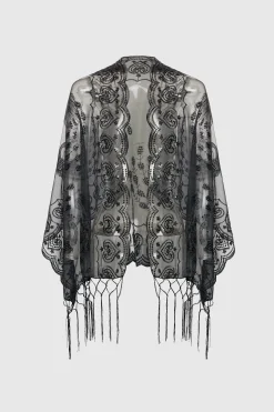 BABEYOND Shawls & Scarves|1920S Embroidered Sequin Peacock Shawl