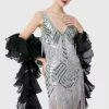 BABEYOND Shawls & Scarves|1920S Flapper Chandelle Silk Boa Black