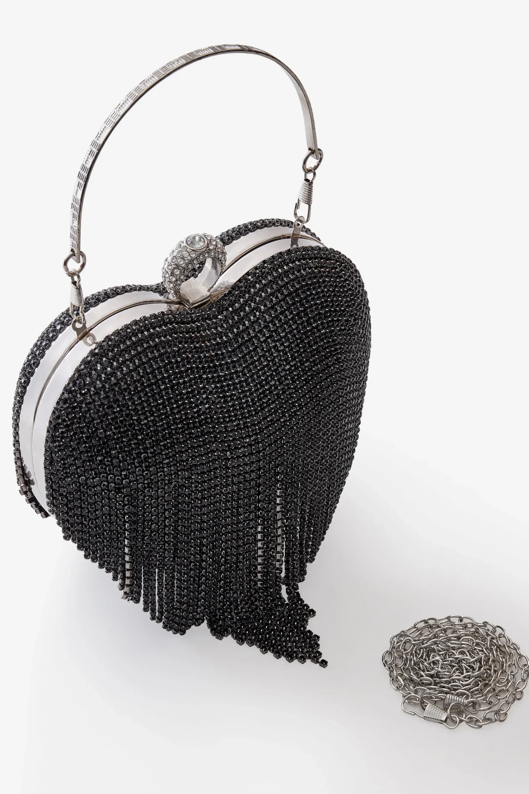 BABEYOND Handbags|1920S Heart Shape Rhinestone Tassel Clutch