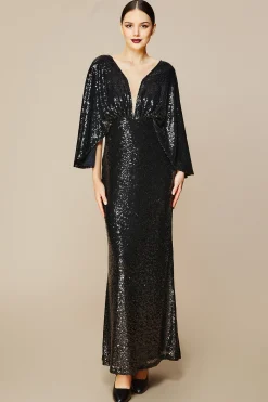 BABEYOND Dresses|Scoop Neck Sheer Angel Sleeve Maxi Dress