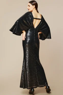 BABEYOND Dresses|Scoop Neck Sheer Angel Sleeve Maxi Dress