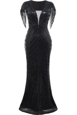 BABEYOND Dresses|Sheer Scoop Neck Iridescent Sequin Dress