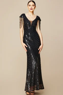 BABEYOND Dresses|Sheer Scoop Neck Iridescent Sequin Dress