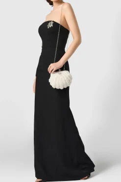 BABEYOND Handbags|Shell Shaped Pearl Beaded Clutch Cream