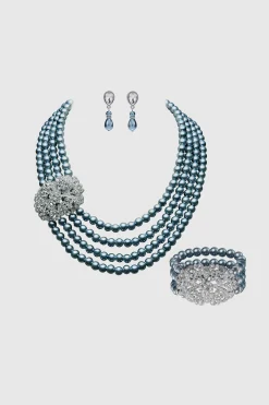 BABEYOND Jewelry|Shiny Layered Pearl Rhinestone Necklace Set
