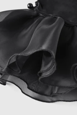 BABEYOND Evening Gloves|Short Ruffle Satin Lace Gloves Black