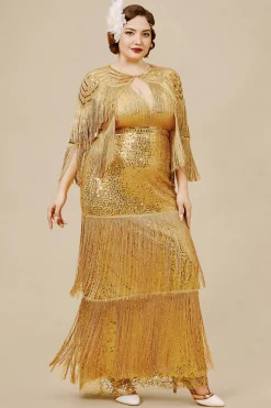 BABEYOND Dresses|Strap Sequin Plus Dress With Shawl