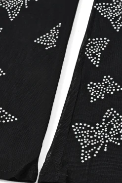 BABEYOND Evening Gloves|Studded Rhinestone Butterfly Stretchy Gloves Black/Silver
