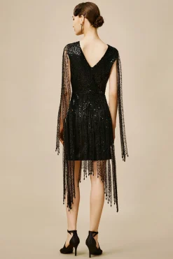 BABEYOND Dresses|The Story Of An Awakening Hand Beaded Flapper Dress Black