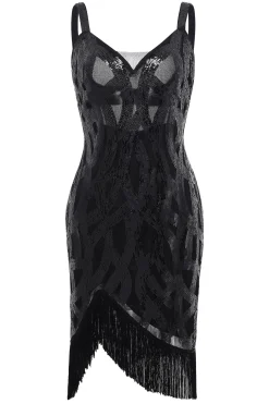 BABEYOND Dresses|Thick Strap Sheer Scoop Neck Dress Black