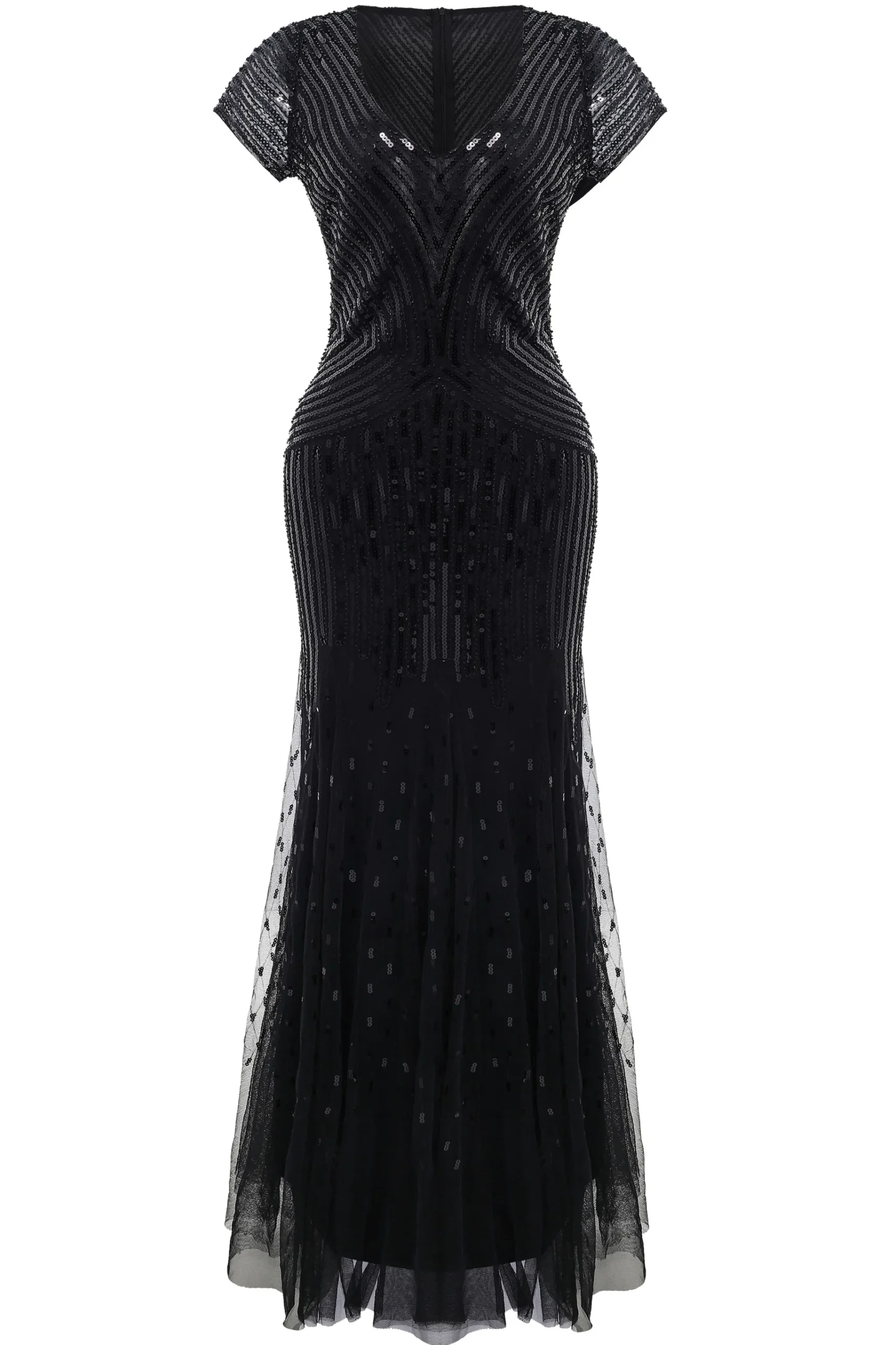BABEYOND Dresses|V Neck Sequin Maxi Bodycon Dress Black